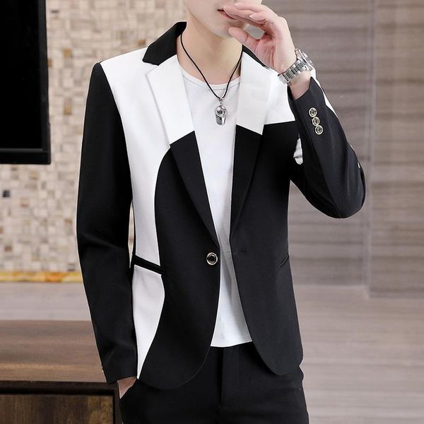 men's suits & blazers jacket one button slim fit long sleeve coat mixed color four seasons male m1, White;black
men's suits & blazers jacket one button slim fit long sleeve coat mixed color four seasons male m1, White;black