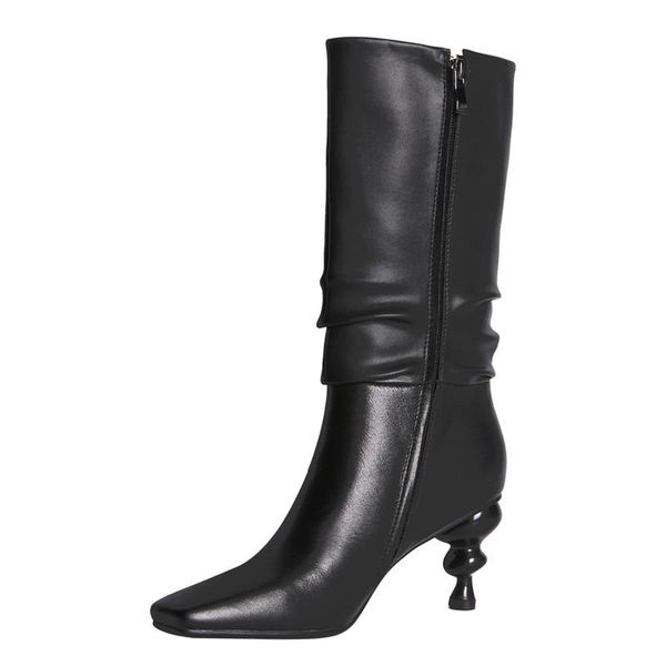 boots women leather balck gray creamy-white ladies shoes size33-40 square toe high heel fold zipper mid-calf casual winter, Black
boots women leather balck gray creamy-white ladies shoes size33-40 square toe high heel fold zipper mid-calf casual winter, Black