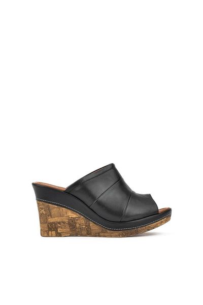 slippers women's black genuine leather