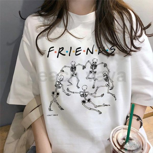 summer casual fun harajuku men and women skeleton bone aesthetics friend print cute t shirt fashion loose lady tees, White;black
summer casual fun harajuku men and women skeleton bone aesthetics friend print cute t shirt fashion loose lady tees, White;black