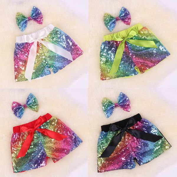 shorts (two sides glitter) baby girls rainbow sequin toddler sparkle boutique kids summer with hair bows, Black
shorts (two sides glitter) baby girls rainbow sequin toddler sparkle boutique kids summer with hair bows, Black