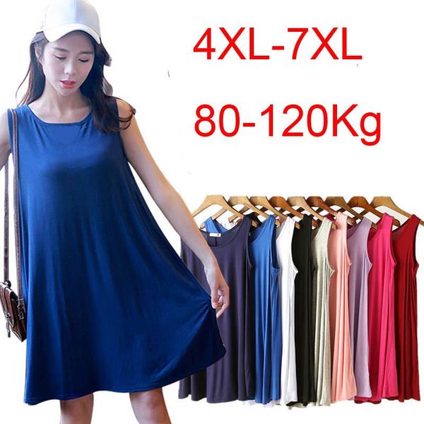 120kg plus size women's summer modal sleeveless dress bust 110-135cm 4xl 5xl 6xl 7xl loose slim vest 9 colors casual dresses, Black;gray
120kg plus size women's summer modal sleeveless dress bust 110-135cm 4xl 5xl 6xl 7xl loose slim vest 9 colors casual dresses, Black;gray