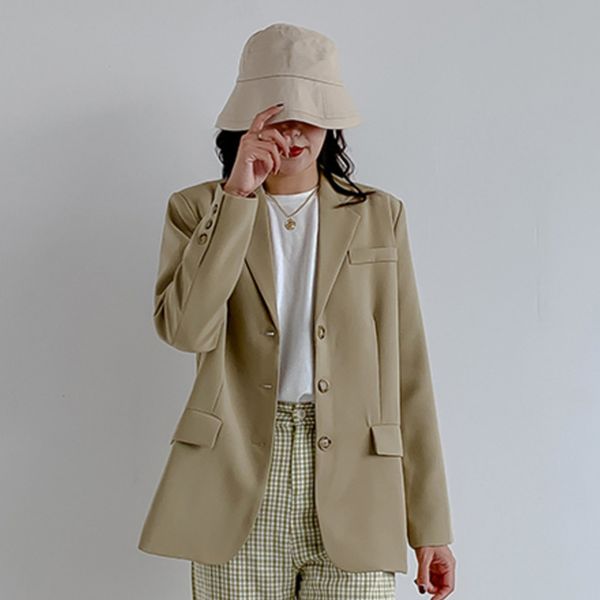 spring female office lady notched collar long-sleeved single breasted loose yellow minimalist blazer coat 8p018 210510, White;black
spring female office lady notched collar long-sleeved single breasted loose yellow minimalist blazer coat 8p018 210510, White;black