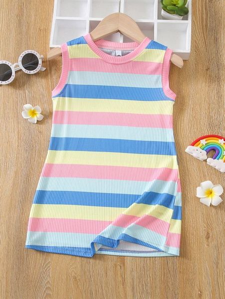 toddler girls color block tank dress she, Red;yellow