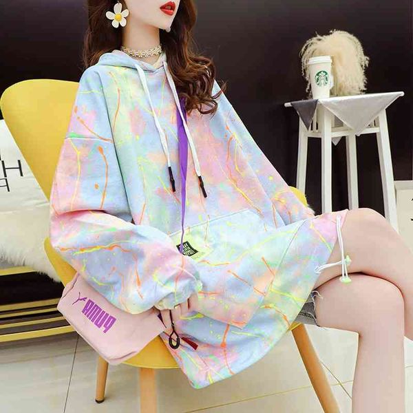 tie dyed hooded sweater women's korean loose large autumn foreign style personality net red ins super fire jacket, Black
tie dyed hooded sweater women's korean loose large autumn foreign style personality net red ins super fire jacket, Black