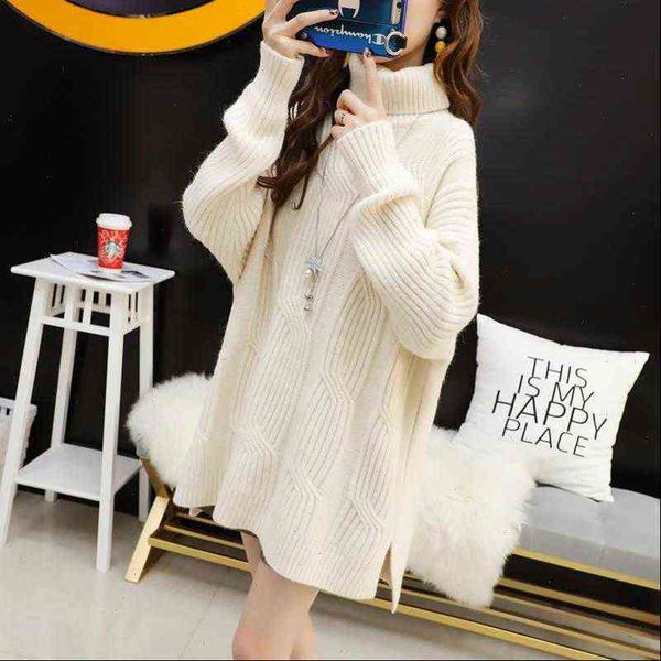 long sleeved turtleneck mid length sweater female loose side split solid color rib small sweater pullover women spring, White;black 
long sleeved turtleneck mid length sweater female loose side split solid color rib small sweater pullover women spring, White;black