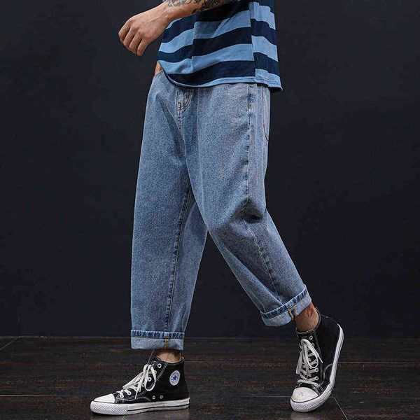 jeans loose large 2021 spring and summer denim cropped straight barrel solid color simple men's pants, Blue
jeans loose large 2021 spring and summer denim cropped straight barrel solid color simple men's pants, Blue