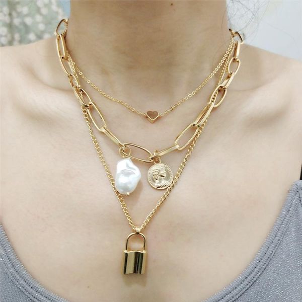 pendant necklaces 2021 jewelry retro versatile baroque pearl necklace women's multi-layer lock love clavicle chain, Silver
pendant necklaces 2021 jewelry retro versatile baroque pearl necklace women's multi-layer lock love clavicle chain, Silver