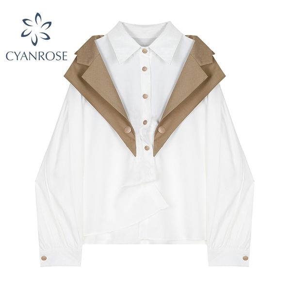 spring blouse women patchwork long sleeve streetwear single breasted oversized fashion korean clothing shirt female 210515, White
spring blouse women patchwork long sleeve streetwear single breasted oversized fashion korean clothing shirt female 210515, White