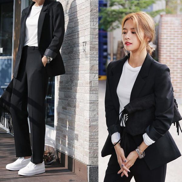 women's suits & blazers fashion women solid colors two-piece + pants spring autumn shawl collar office business, White;black
women's suits & blazers fashion women solid colors two-piece + pants spring autumn shawl collar office business, White;black