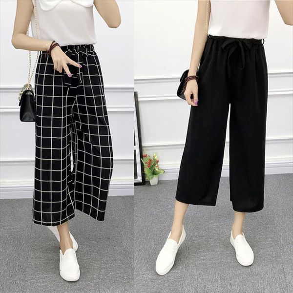 striped wide leg plaid trousers women capri girls dotted high elastic loose black summer fashion, Black;white
striped wide leg plaid trousers women capri girls dotted high elastic loose black summer fashion, Black;white