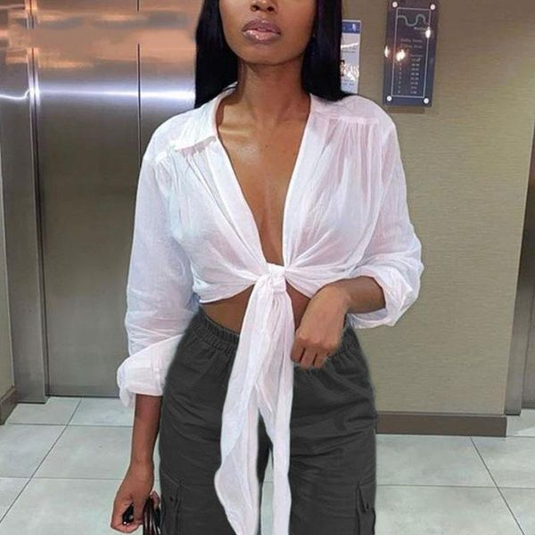 women's blouses & shirts women long sleeve tie up blouse solid color bandge autumn, White
women's blouses & shirts women long sleeve tie up blouse solid color bandge autumn, White