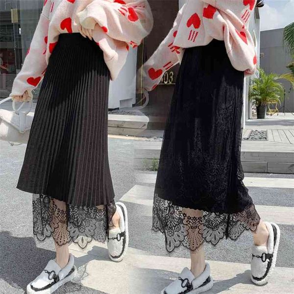 autumn winter korean lace double-sided high waist slimming simple black women plus size a-line long skirt 210527
autumn winter korean lace double-sided high waist slimming simple black women plus size a-line long skirt 210527