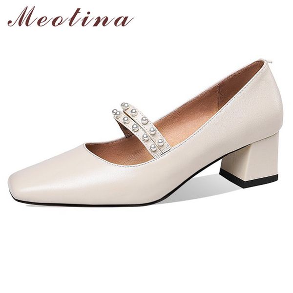 meotina real leather mid heels women shoes pearl square toe mary janes pumps slip on block heels footwear ladies dress shoes 42 210520, Black
meotina real leather mid heels women shoes pearl square toe mary janes pumps slip on block heels footwear ladies dress shoes 42 210520, Black