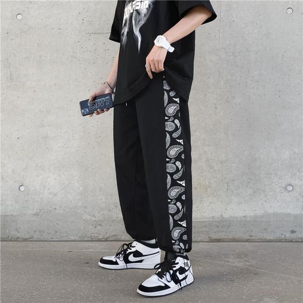 men's pants 2021 spring and summer cashew flower trousers male trend loose students straight tube sports rope tie foot casual sweatpant, Black
men's pants 2021 spring and summer cashew flower trousers male trend loose students straight tube sports rope tie foot casual sweatpant, Black