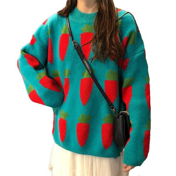 autumn winter sweater women korean kawaii carrot pattern casual oversized knitted pullover thicken warm knitwear women's sweaters, White;black
autumn winter sweater women korean kawaii carrot pattern casual oversized knitted pullover thicken warm knitwear women's sweaters, White;black
