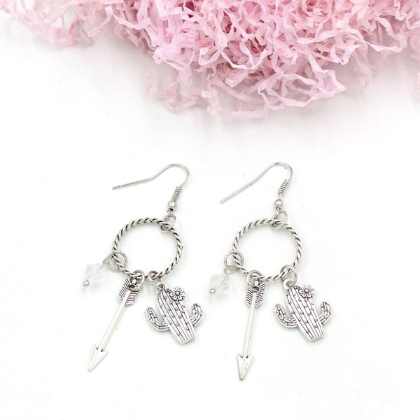 wholesale new arrival fashion cactus arrow earring twist hoop dangle earrings for women girl gifts jewelry brincos pendientes, Silver
wholesale new arrival fashion cactus arrow earring twist hoop dangle earrings for women girl gifts jewelry brincos pendientes, Silver