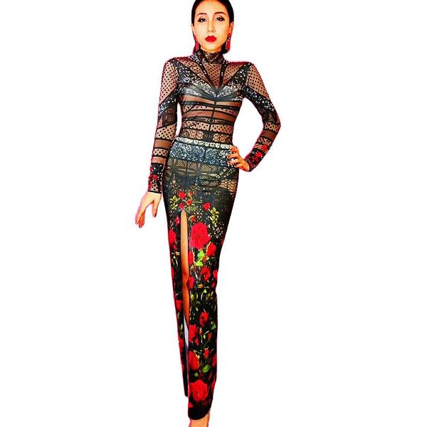 stage wear rose pattern printing high split fork dress rhinestones floor-length dresses backless ladies nightclub performance dance costume, Black;red
stage wear rose pattern printing high split fork dress rhinestones floor-length dresses backless ladies nightclub performance dance costume, Black;red