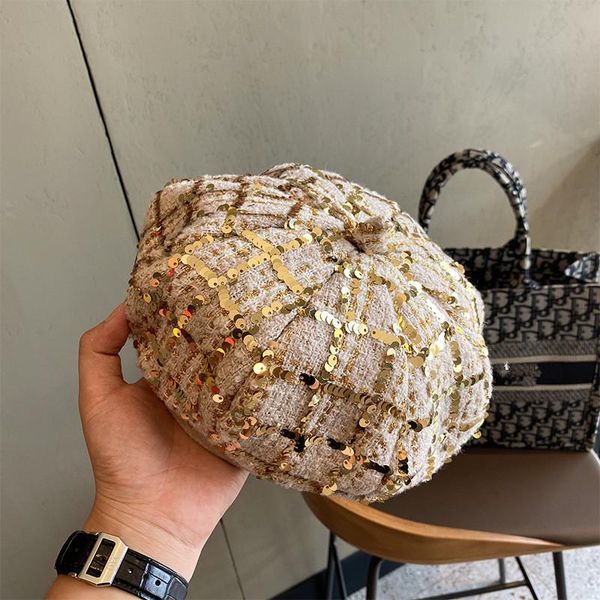 berets 202111-shi9130 autumn spring dynamic fashion sequins plaid lady beret hat women leisure painter, Blue;gray
berets 202111-shi9130 autumn spring dynamic fashion sequins plaid lady beret hat women leisure painter, Blue;gray