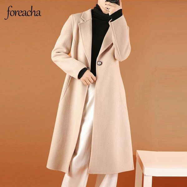 women's wool & blends foreacha autumn winter double sided cashmere long woman coat slim one button woolen outerwear korean style women, Black
women's wool & blends foreacha autumn winter double sided cashmere long woman coat slim one button woolen outerwear korean style women, Black