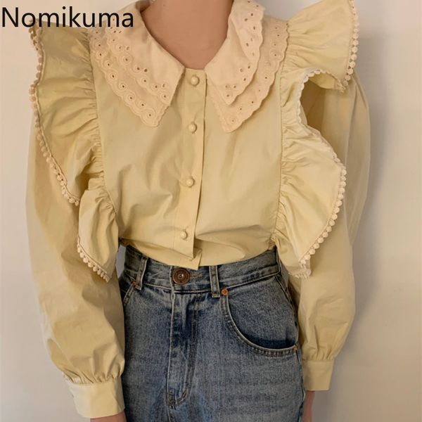 nomikuma korean ruffle patchwork women blouse double peter pan collar sweet shirt spring puff sleeve elegant blusas 6f115 210427, White
nomikuma korean ruffle patchwork women blouse double peter pan collar sweet shirt spring puff sleeve elegant blusas 6f115 210427, White