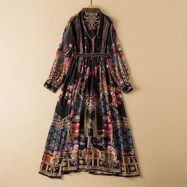 street style dresses 2022 spring summer stand collar lantern sleeve print fashion milan runway dress designer brand same style women's, Black;pink
street style dresses 2022 spring summer stand collar lantern sleeve print fashion milan runway dress designer brand same style women's, Black;pink
