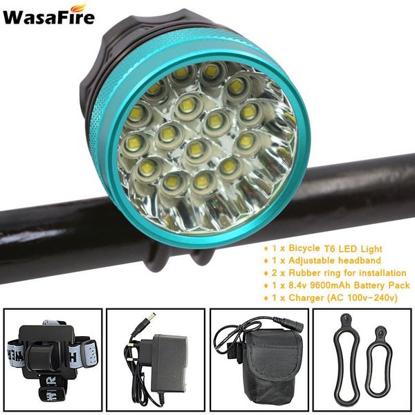 wasafire 16*xml-t6 waterproof led bike light 30000 lumens headlamp bicycle front light+9600mah battery for outdoor cycling lights 
wasafire 16*xml-t6 waterproof led bike light 30000 lumens headlamp bicycle front light+9600mah battery for outdoor cycling lights