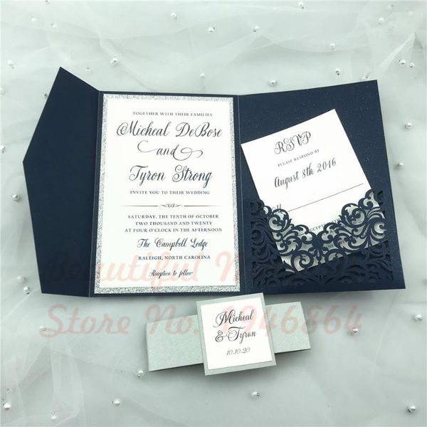 greeting cards 50pcs royal blue laser cut tri-fold wedding invitation kit personalized pocket invite customized rsvp with belly band
greeting cards 50pcs royal blue laser cut tri-fold wedding invitation kit personalized pocket invite customized rsvp with belly band