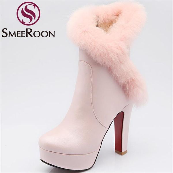 boots smeeroon noble ankle elegant high thick heels mature round toe snow woman shoes side zipper platform winter, Black
boots smeeroon noble ankle elegant high thick heels mature round toe snow woman shoes side zipper platform winter, Black