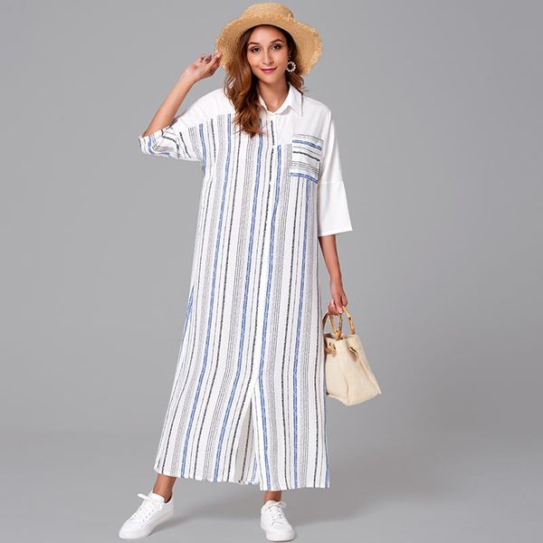 casual dresses 2021 summer maxi shirt dress women white patchwork blue vertical stripe half sleeve loose office lady robes, Black;gray
casual dresses 2021 summer maxi shirt dress women white patchwork blue vertical stripe half sleeve loose office lady robes, Black;gray
