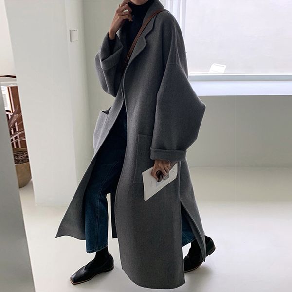 women's wool & blends female long coat of wool with full sleeve minimalist collar mostly classy casual outwear winter gqjn, Black
women's wool & blends female long coat of wool with full sleeve minimalist collar mostly classy casual outwear winter gqjn, Black