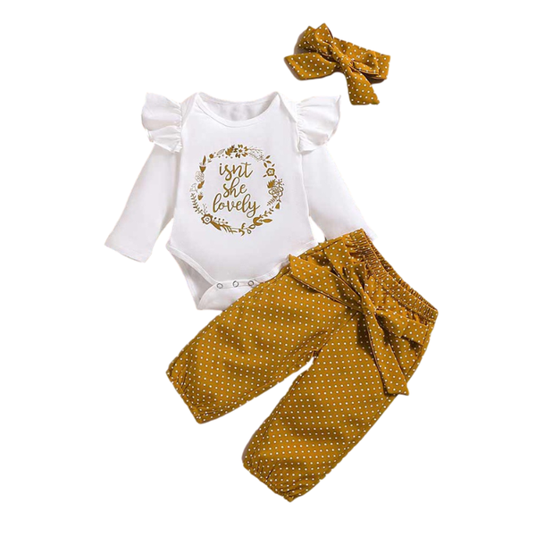 clothing sets patpat 2021 spring and autumn 3-piece baby girl letter print ruffled bodysuit polka dots pants with headband set, White
clothing sets patpat 2021 spring and autumn 3-piece baby girl letter print ruffled bodysuit polka dots pants with headband set, White