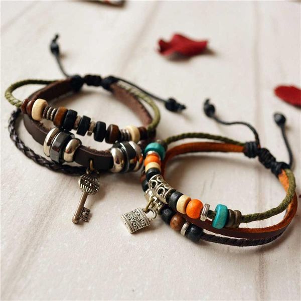 charm bracelets moocare bohemian lovers bracelet genuine leather punk lock and key for men women handmade chain wristband, Golden;silver
charm bracelets moocare bohemian lovers bracelet genuine leather punk lock and key for men women handmade chain wristband, Golden;silver