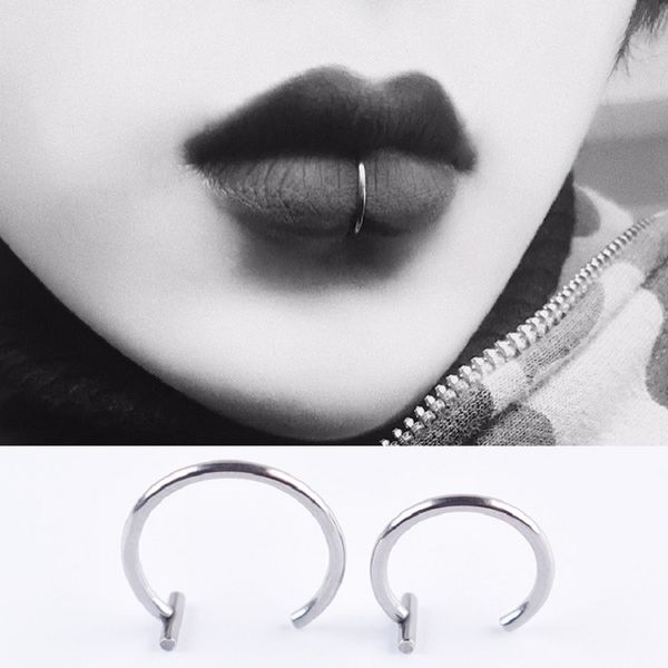 fake labret lip ring clip on cartilage non piercing jewelry 14g surgical stainless steel t shaped stud rings, Black
fake labret lip ring clip on cartilage non piercing jewelry 14g surgical stainless steel t shaped stud rings, Black