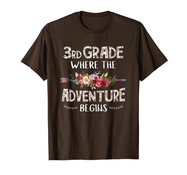 back to school shirt 3rd grade where the adventure begins, White;black