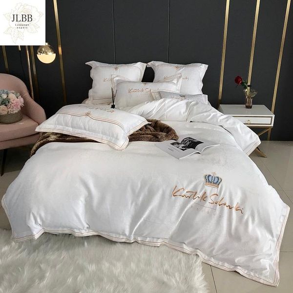bedding sets white gray blue satin like silk cotton set gold crown embroidery jacquard duvet cover bed linen fitted sheet pillowcases
bedding sets white gray blue satin like silk cotton set gold crown embroidery jacquard duvet cover bed linen fitted sheet pillowcases