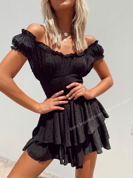 casual dresses women's summer dress off shoulder boho style mini ruched neckline ruffle puff sleeve women 2021, Black;gray
casual dresses women's summer dress off shoulder boho style mini ruched neckline ruffle puff sleeve women 2021, Black;gray