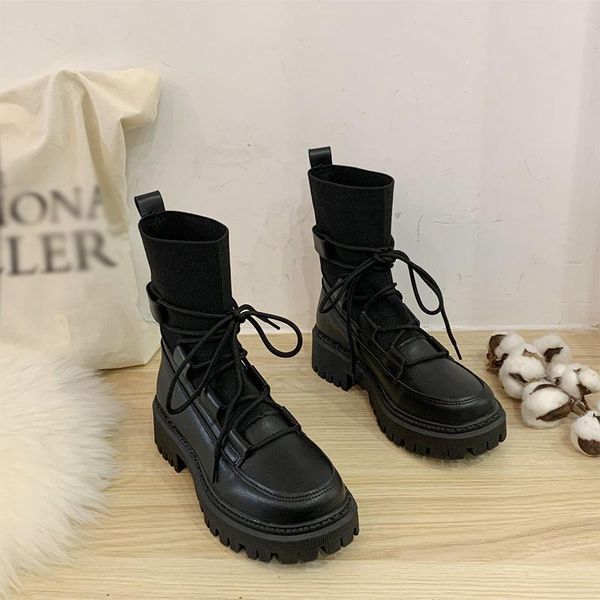 boots women's flying knitted elastic thick bottom middle heels 2021 female lace up autumn and winter, Black
boots women's flying knitted elastic thick bottom middle heels 2021 female lace up autumn and winter, Black