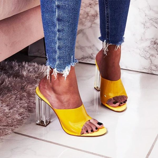 slippers brand designer clear pvc womens peep toe women's slides high heels summer sandal block heel ladies flip flops zl07, Black 
slippers brand designer clear pvc womens peep toe women's slides high heels summer sandal block heel ladies flip flops zl07, Black