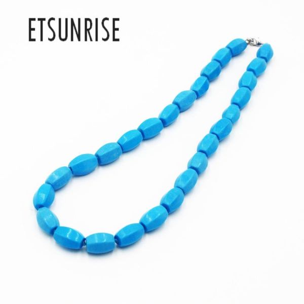 11mm six sides tq beads blue natural stone fashion jewelry necklace for woman chains, Silver 
11mm six sides tq beads blue natural stone fashion jewelry necklace for woman chains, Silver