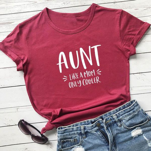 women's t-shirt aunt like a mom only cooler arrival casual 100%cotton short sleeve tee summer stylish funny, White
women's t-shirt aunt like a mom only cooler arrival casual 100%cotton short sleeve tee summer stylish funny, White