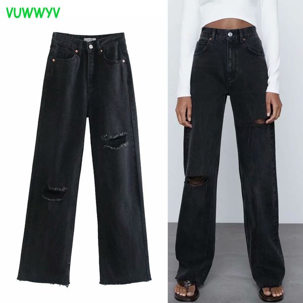 women jeans black blue ripped wide leg woman summer high waisted boyfriend mom streetwear denim trousers 210430
women jeans black blue ripped wide leg woman summer high waisted boyfriend mom streetwear denim trousers 210430