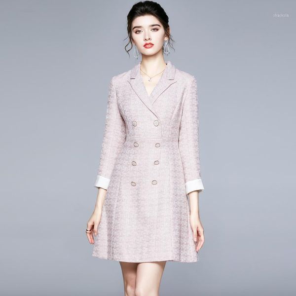fashion women notched tweed dress elegant autumn winter double-breasted pink woolen office ol casual dresses, Black;gray
fashion women notched tweed dress elegant autumn winter double-breasted pink woolen office ol casual dresses, Black;gray