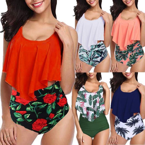 women's swimwear women floral print ruffle bikini set swimsuit high waist padded push up bathing suit beachwear biquinis #py, White;black
women's swimwear women floral print ruffle bikini set swimsuit high waist padded push up bathing suit beachwear biquinis #py, White;black