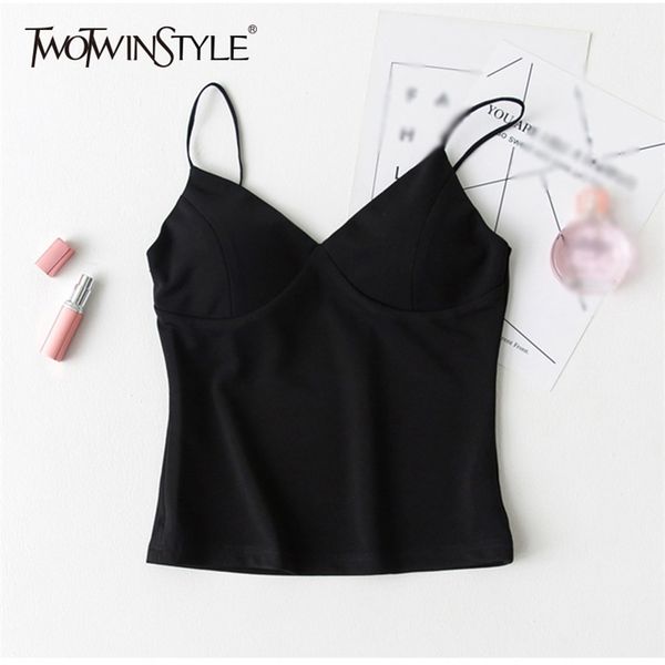 twotwinstyle v neck vest female spaghetti strap tank corset women zipper crop spring summer casual clothing 210325, White
twotwinstyle v neck vest female spaghetti strap tank corset women zipper crop spring summer casual clothing 210325, White