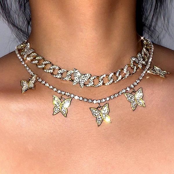 chains rhinestone butterfly multilayer pendant miami cuban link necklaces for women tennis chain choker necklace trendy luxury jewelry, Silver
chains rhinestone butterfly multilayer pendant miami cuban link necklaces for women tennis chain choker necklace trendy luxury jewelry, Silver