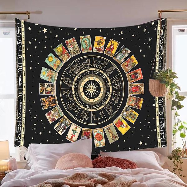 tapestries tarot card mandala tapestry wheel of the zodiac astrology chart & major arcana sun and moon wall hanging home decor
tapestries tarot card mandala tapestry wheel of the zodiac astrology chart & major arcana sun and moon wall hanging home decor