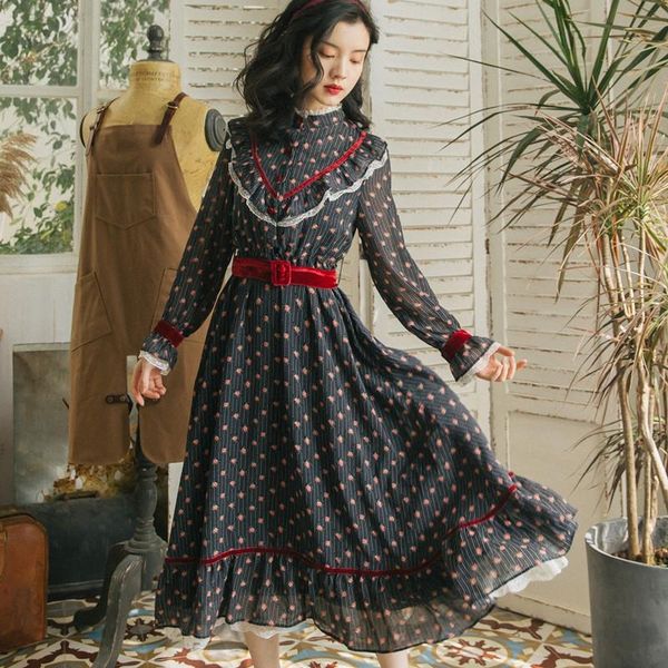 casual dresses mori girl french vintage print slim tenes girls stand collar lace long sleeve dress mid-length 2021 spring, Black;gray
casual dresses mori girl french vintage print slim tenes girls stand collar lace long sleeve dress mid-length 2021 spring, Black;gray