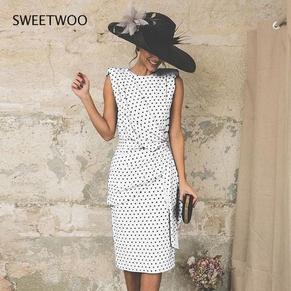 summer vintage women dress 2021 dot sleeveless sheath bodycon party female knee length elegant midi casual dresses, Black;gray
summer vintage women dress 2021 dot sleeveless sheath bodycon party female knee length elegant midi casual dresses, Black;gray
