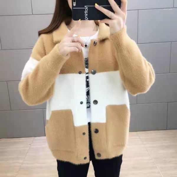 women's wool & blends imitation mink velvet color matching jacket women 2021 spring and autumn fashion korean loose woolen coat western, Black
women's wool & blends imitation mink velvet color matching jacket women 2021 spring and autumn fashion korean loose woolen coat western, Black